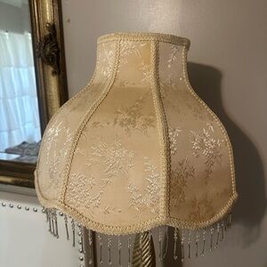 Elegant Cream Lampshade with Beaded Trim